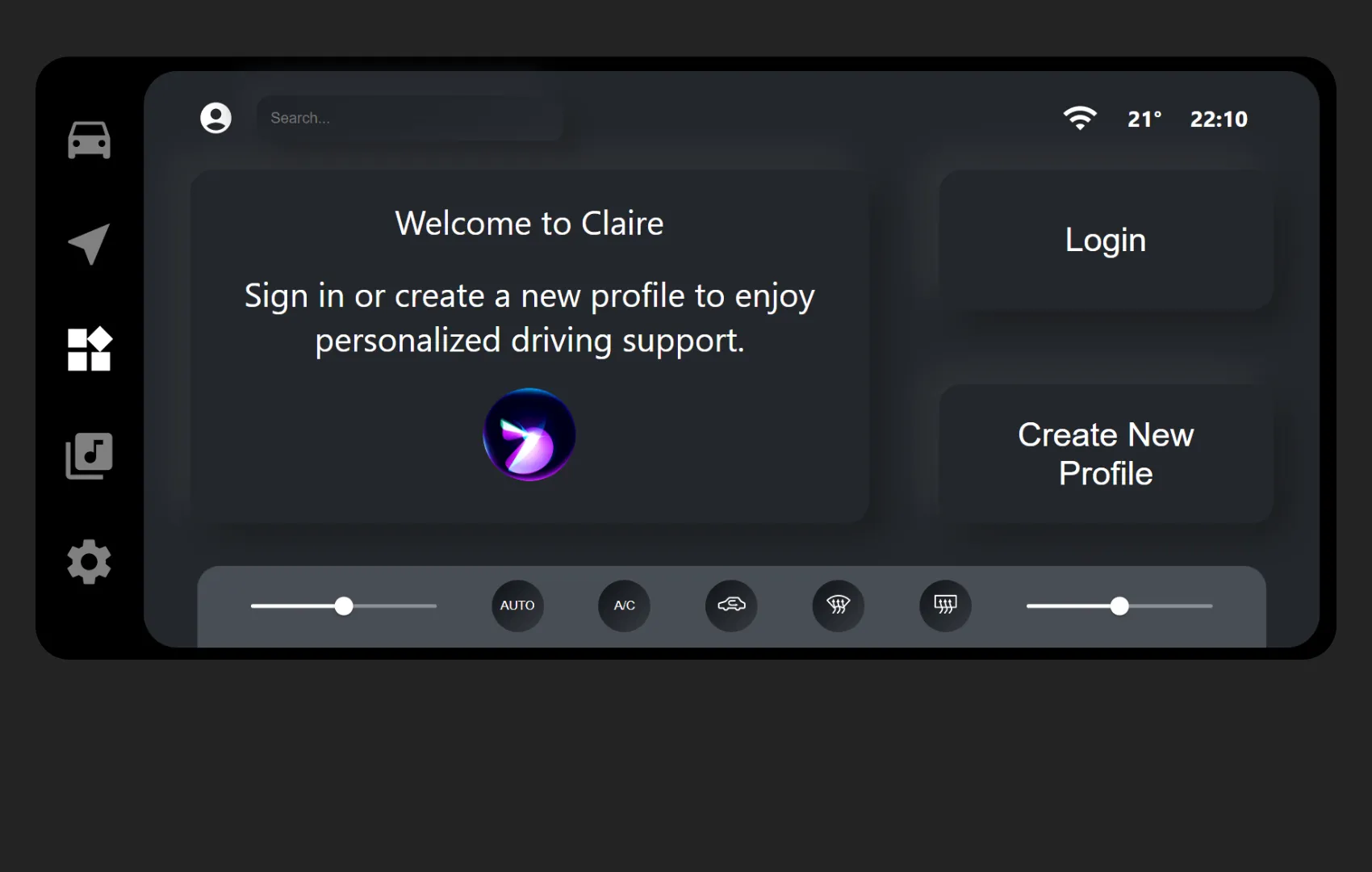 Claire in-car interface with predictive speed indicator