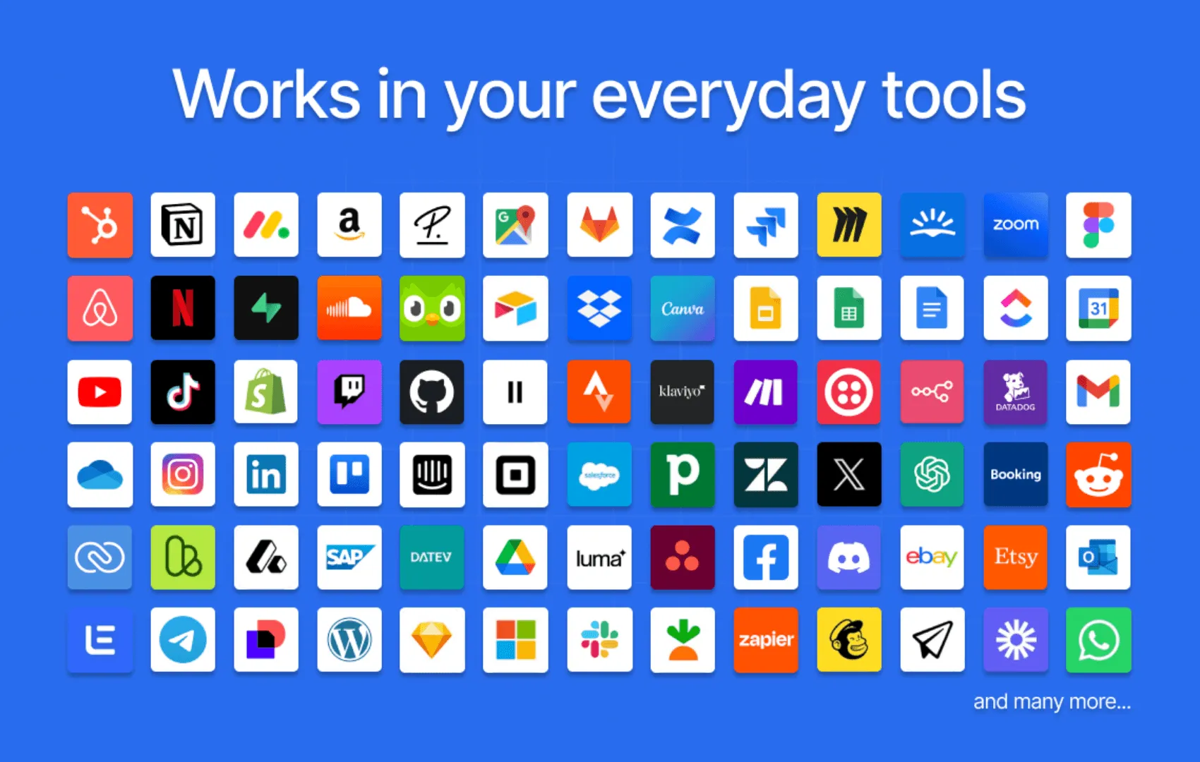 Grid of everyday tools Drop In works in