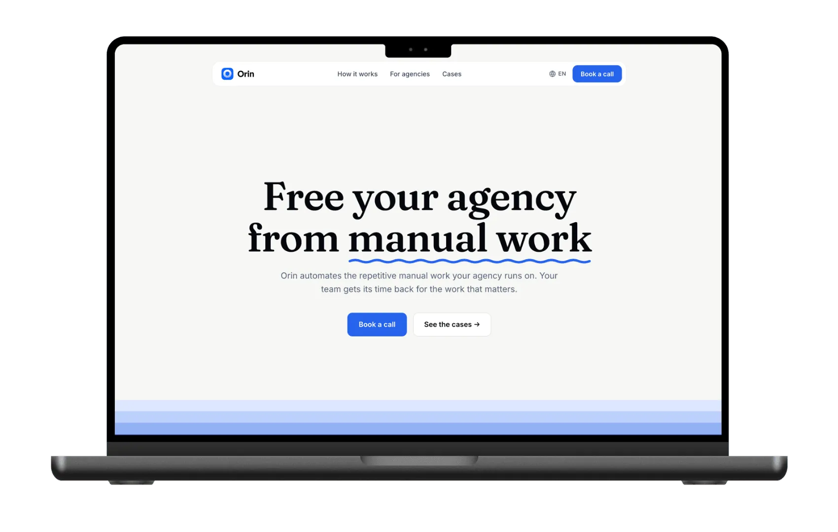 The Orin landing page