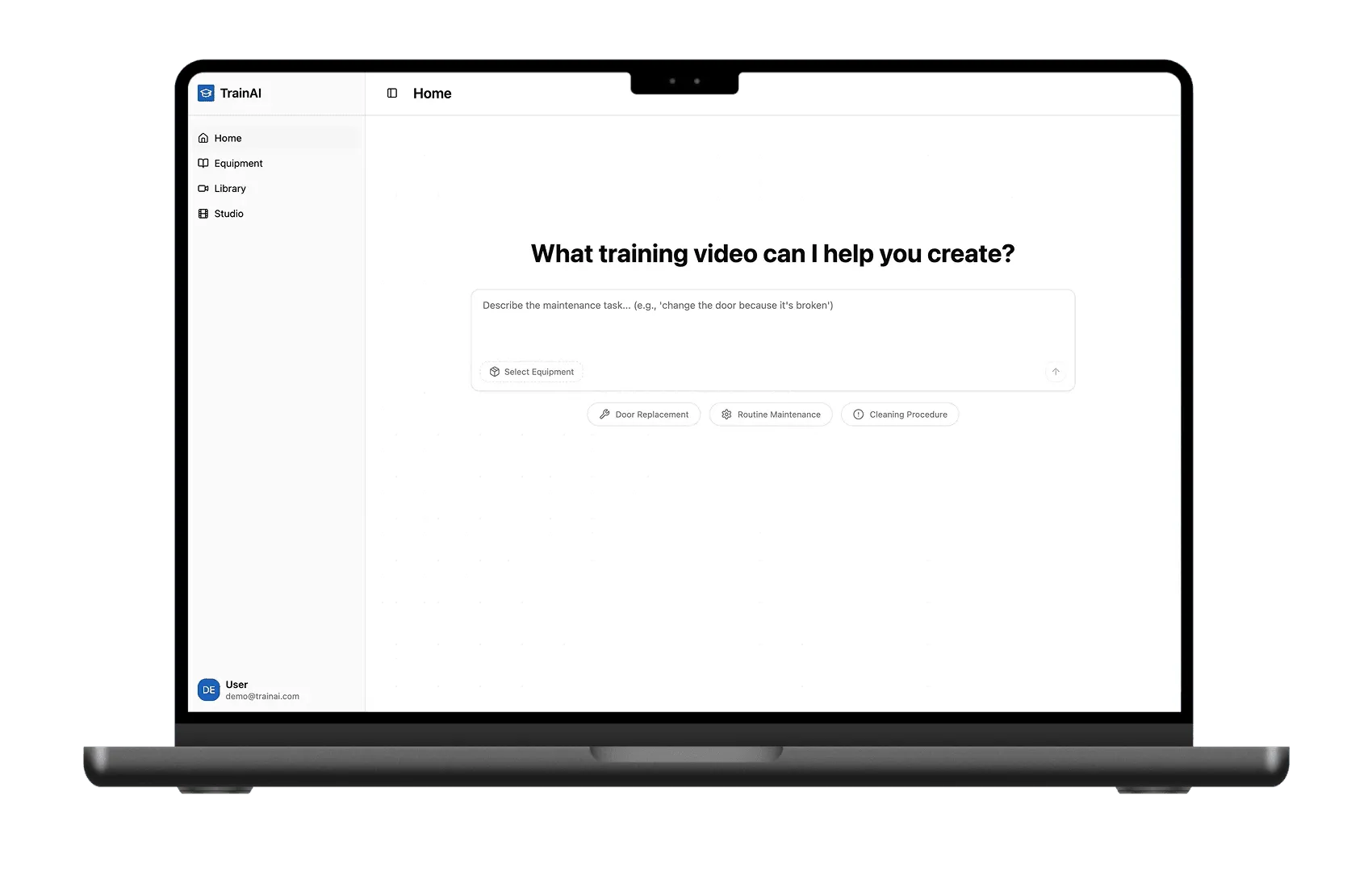 TrainAi start screen
